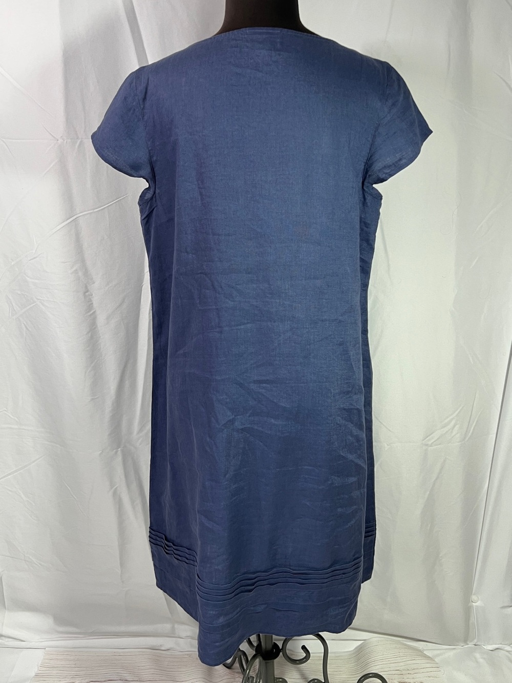 J.Jill Love Linen Pleated Dress - Medium - short sleeve relaxed fit blue classic - Picture 5 of 10